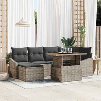 Garden Dining Set with Cushion 7 pcs Grey and Brown