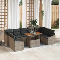 Garden Dining Set Manual 10 pcs Grey and Brown 100 x 55 x 73 cm
