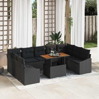 Garden Dining Set 10 pcs Black and Brown 100 x 55 x 73 cm