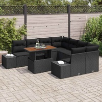 Garden Dining Set Manual 9 pcs Black and Brown 100 x 55 x 73 cm