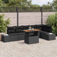 Garden Dining Set Manual 7 pcs Black and Brown 100 x 55 x 73 cm
