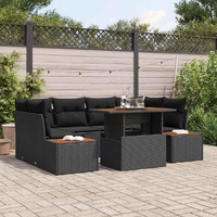 Garden Dining Set Manual 7 pcs Black and Brown 100 x 55 x 73 cm