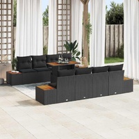 Garden Dining Set Manual 9 pcs Black and Brown 100 x 55 x 73 cm