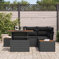 Garden Dining Set Manual 5 pcs Black and Brown 100 x 55 x 73 cm