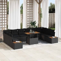 Garden Dining Set 11 pcs Black and Brown 100 x 55 x 73 cm