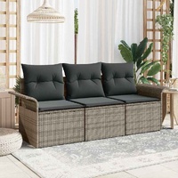 Garden Sofa Set with Cushion 3 pcs Grey Poly rattan