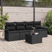 Garden Sofa Set with Cushion Manual 5 pcs Black 55 x 55 x 37 cm