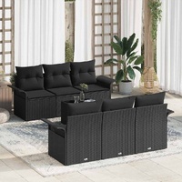 Garden Sofa Set with Cushion Manual 7 pcs Black 55 x 55 x 37 cm