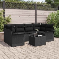 Garden Sofa Set 7 pcs Black 55 x 55 x 37 cm Poly Rattan