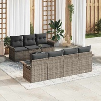 Garden Sofa Set with Cushion 8 pcs Grey Poly Rattan