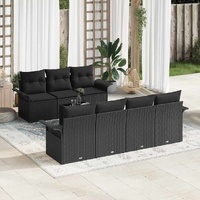 Garden Sofa Set with Cushion 8 pcs Black Poly Rattan