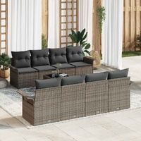 Garden Sofa Set 9 pcs Grey 55 x 55 x 37 cm Poly Rattan