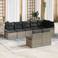 Garden Sofa Set with Storage 8 pcs Grey Poly Rattan