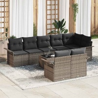 Garden Sofa Set with Storage 9 pcs Grey Poly Rattan