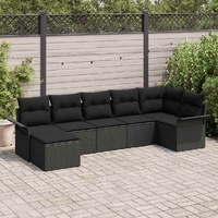 Garden Sofa Set with Cushion 7 pcs Black Poly rattan