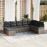 Garden Sofa Set with Cushion 8 pcs Grey Poly rattan