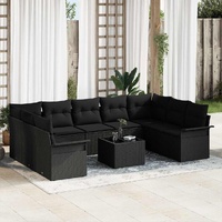 Garden Sofa Set with Cushion 10 pcs Beige Poly rattan