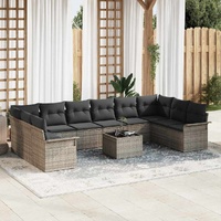 Garden Sofa Set with Cushion 11 pcs Black Poly rattan