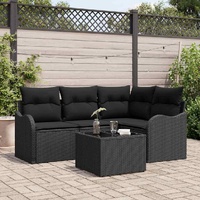 Garden Sofa Set with Cushion 5 pcs Beige Poly rattan
