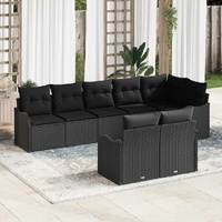 Garden Sofa Set with Storage 8 pcs Black Poly Rattan