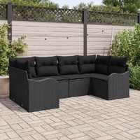 Garden Sofa Set with Storage 6 pcs Black Poly rattan
