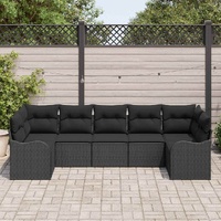 Garden Sofa Set with Storage 7 pcs Black Poly rattan
