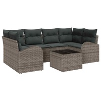 Garden Sofa Set with Storage with Pillow 7 pcs Grey Poly Rattan