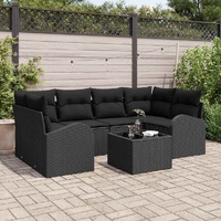 Garden Sofa Set with Storage 7 pcs Black Poly Rattan