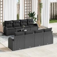 Garden Sofa Set with Storage 9 pcs Black Poly Rattan