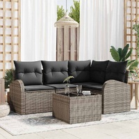 Garden Sofa Set with Cushion 5 pcs Grey Poly rattan