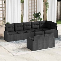 Garden Sofa Set with Cushion 8 pcs Black Poly Rattan