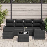 Garden Sofa Set with Cushion 7 pcs Black Poly rattan