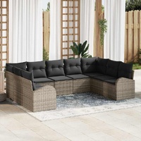 Garden Sofa Set with Cushion 9 pcs Grey Poly rattan