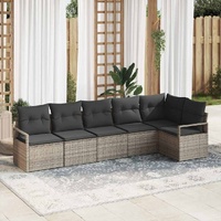 Garden Sofa Set with Cushion 6 pcs Grey Poly Rattan