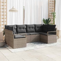 Garden Sofa Set with Cushion 6 pcs Grey Poly Rattan