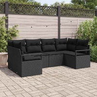 Garden Sofa Set with Cushion 6 pcs Black Poly Rattan