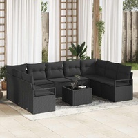 Garden Sofa Set 10 pcs Black Poly Rattan, Powder-Coated Steel