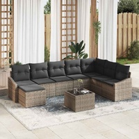 Garden Dining Set with Cushion with Storage 9 pcs Light Grey