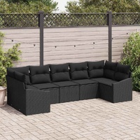 Garden Dining Set with Cushion with Storage 7 pcs Black
