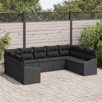 Garden Dining Set with Cushion with Storage 9 pcs Black