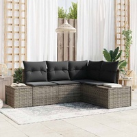 Garden Sofa Set 4 pcs Grey Poly Rattan and Powder-Coated Steel