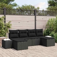 Garden Sofa Set 6 pcs Black 184 x 62 x 85 cm Poly rattan