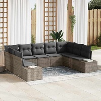 Garden Sofa Set 9 pcs Grey 289 x 209 x 85 cm Poly rattan