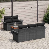 Garden Sofa Set with Cushion Manual 6 pcs Black 55 x 55 x 37 cm