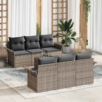 Garden Sofa Set with Cushion Manual 7 pcs Grey 55 x 55 x 37 cm
