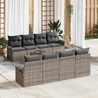 Garden Sofa Set with Storage 9 pcs Grey Poly Rattan
