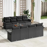 Garden Sofa Set with Storage 9 pcs Black Poly Rattan