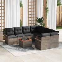 Garden Sofa Set with Cushion Manual 9 pcs Grey 55 x 55 x 37 cm