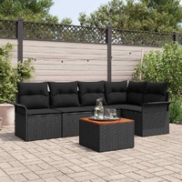 Garden Sofa Set with Storage 6 pcs Black Poly Rattan