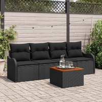 Garden Sofa Set with Cushion Manual 5 pcs Black 55 x 55 x 37 cm
